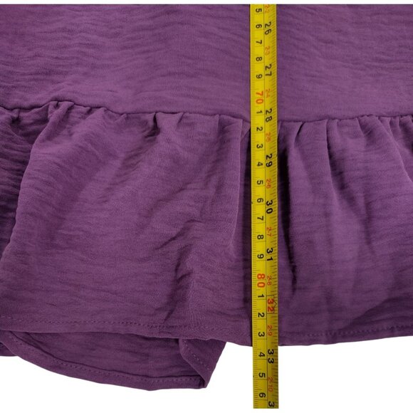 Purple long sleeve dress with bow at back and ruffle at hem, polyester, size M. - Picture 8 of 8